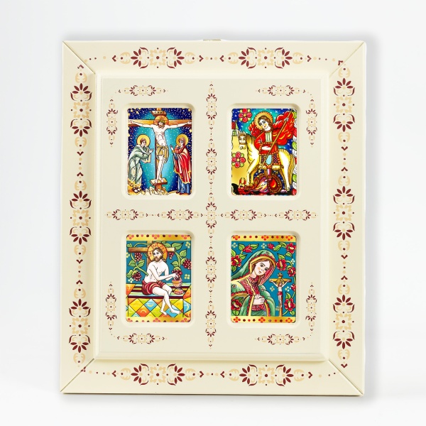 Tablou tip fereastra cu 4 Icoane (decorate pe sticla) - 31cm x 31cm