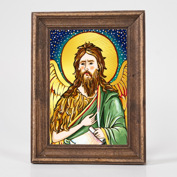 Icoana cu Sfantul Ioan Botezatorul (decorata pe sticla) - 15cm x 20cm